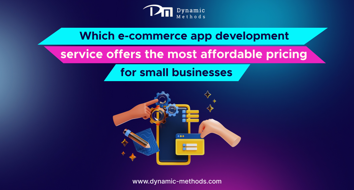 Affordable e-commerce app development service for small businesses with mobile shopping illustration